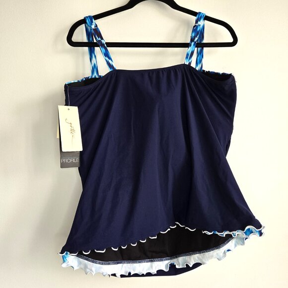 Profile by Gottex Harmony Solid Navy Ruched Tankini Top Plus Size 24W - Picture 2 of 11